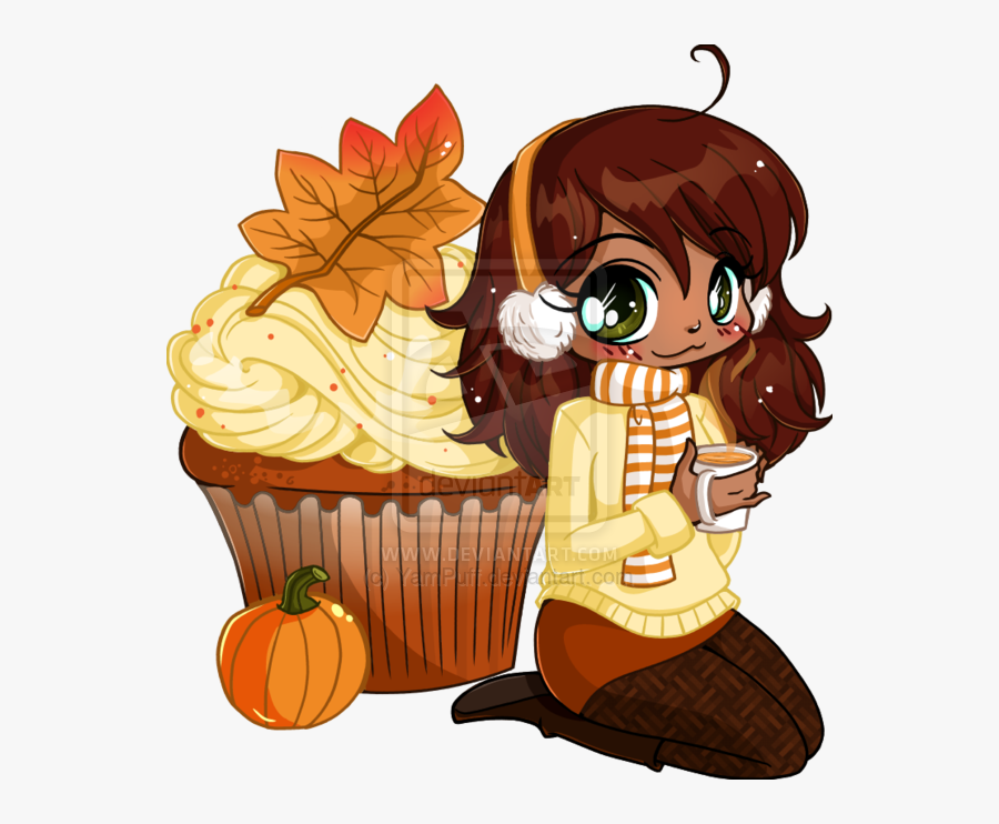 Muffin Clipart Autumn - Girl With Pumpkin Drawing, Transparent Clipart