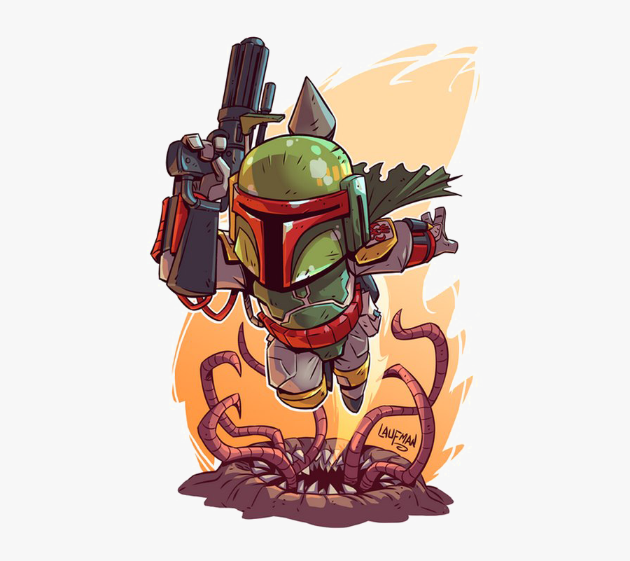 Boba Fett Png Free Download - Chibi Boba Fett Drawing, Transparent Clipart