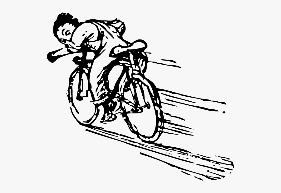 Cartoon Cyclist Svg Clip Arts - Riding A Bike Fast, Transparent Clipart
