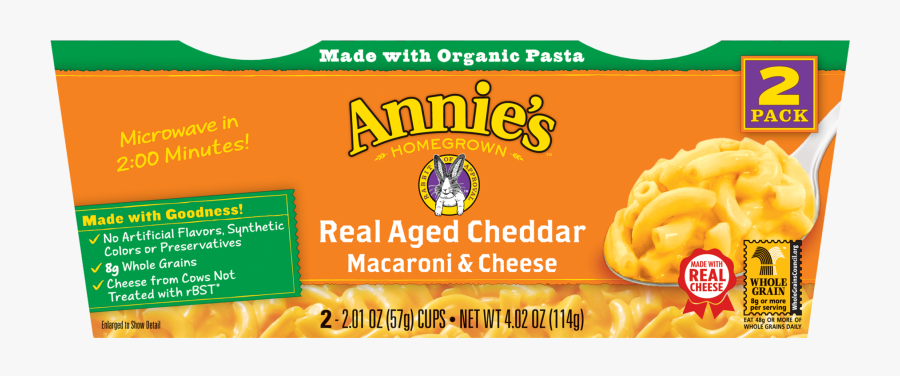 Annie"s Real Aged Cheddar Macaroni And Cheese Micro - Macaroni And Cheese, Transparent Clipart