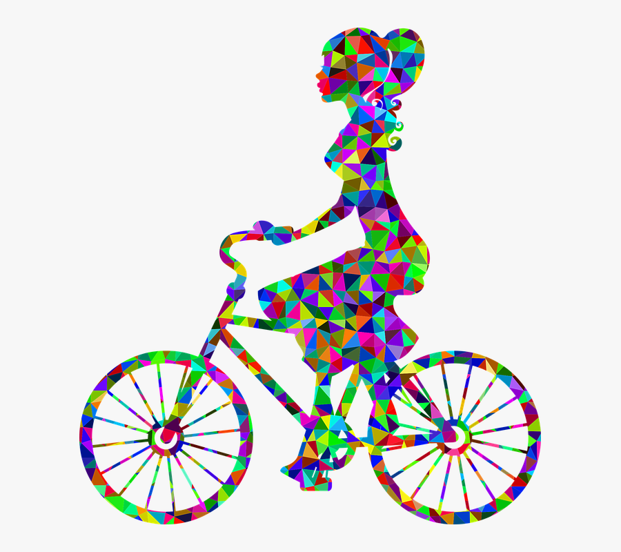 Bike Accessories Cliparts - Black Girl Riding Bike, Transparent Clipart