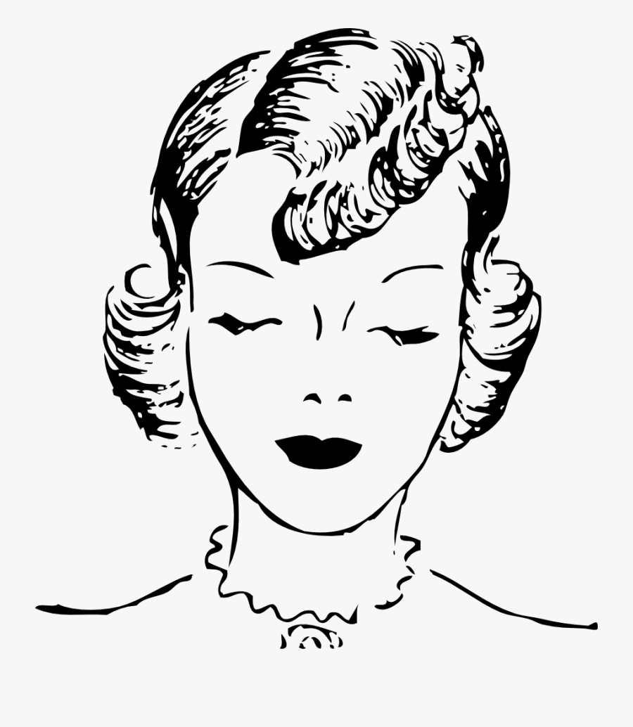 50's Woman Drawing, Transparent Clipart