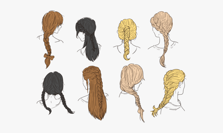 Hair Plaits And Braids Vectors - Braided Hair Style Vector, Transparent Clipart