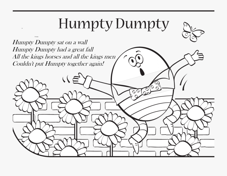 Transparent Nursery Rhyme Clipart Black And White - Free Humpty Dumpty Coloring, Transparent Clipart