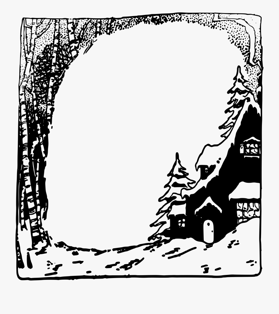 Snowy House Frame Svg Transparent - Hitam Putih Gambar Bingkai, Transparent Clipart