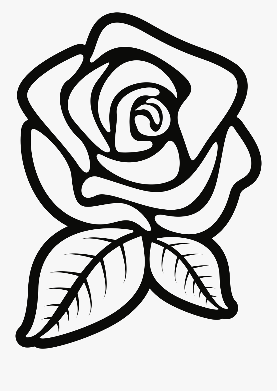 Clipart Rose Black And White - Rose Clipart Black And White Outline, Transparent Clipart