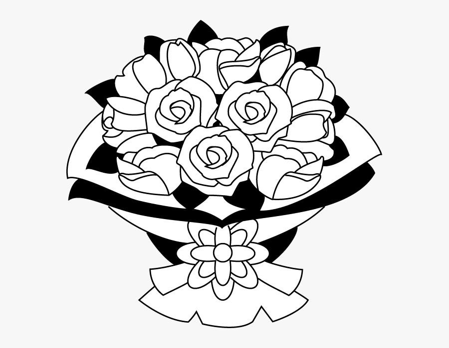 Black And White Bouquet Png - Bunch Of Flowers Clipart Black And White, Transparent Clipart