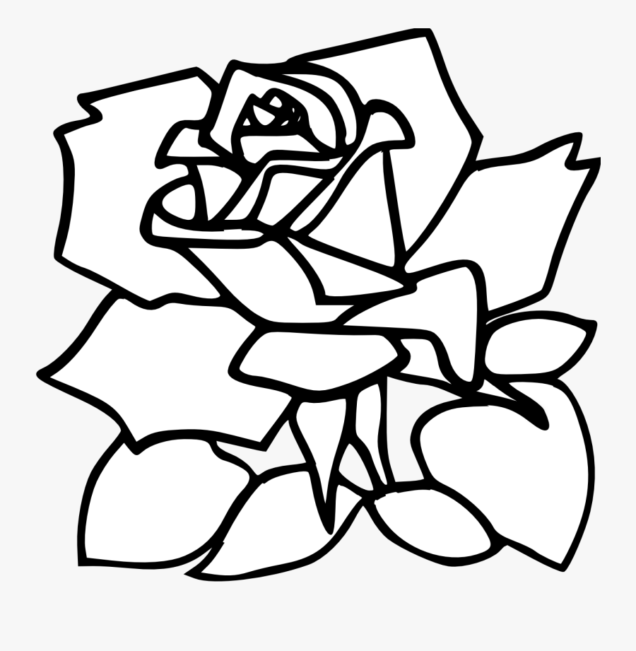 Transparent Rose Clipart Black And White - Butterfly And Rose Coloring Pages, Transparent Clipart