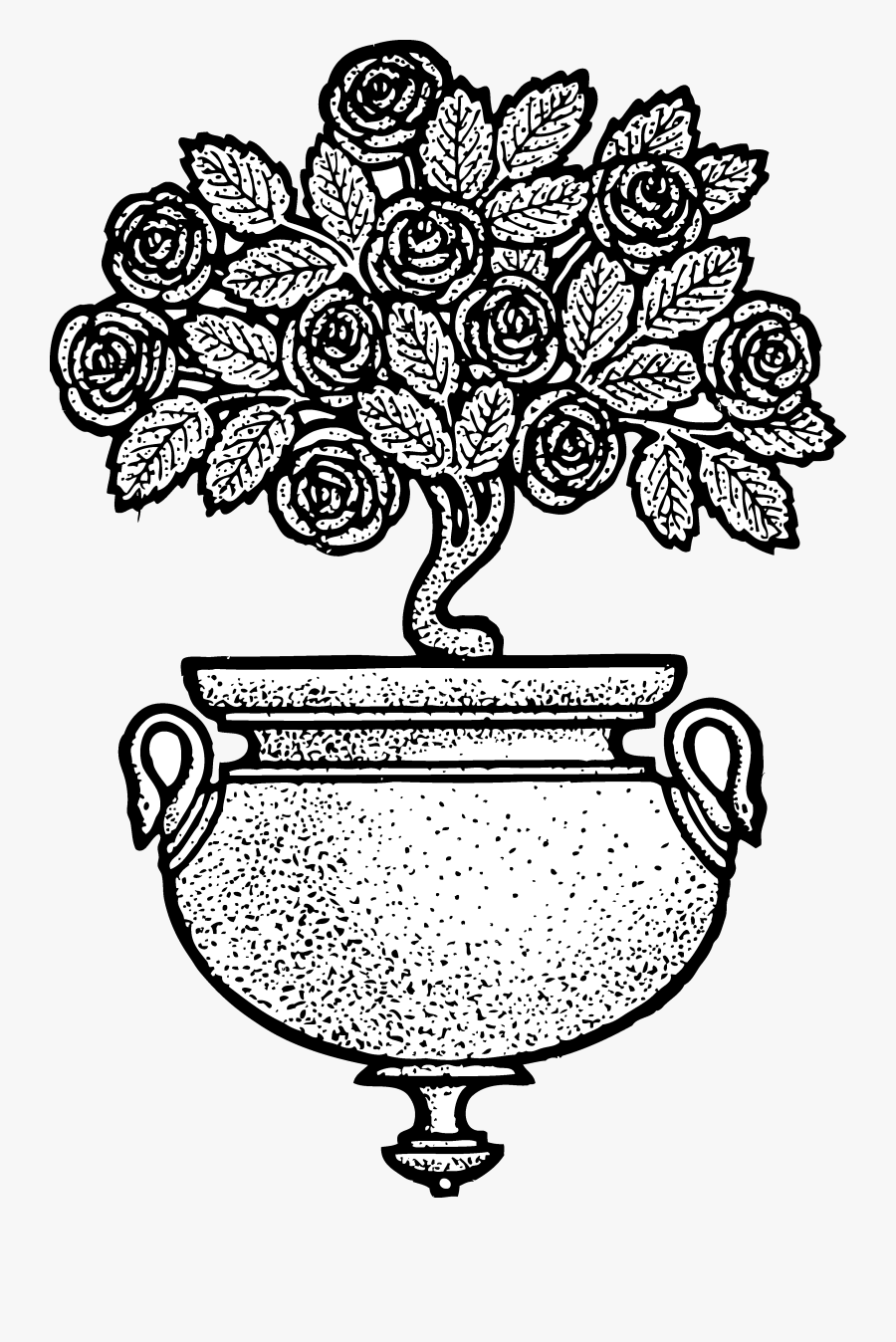 Vintage Flower Clipart Black And White - Flower Pot Design Clip Art, Transparent Clipart