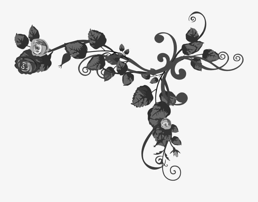 Rose Floral Flourish Icons Png Free And - Rose Transparent Leaf Black And White, Transparent Clipart