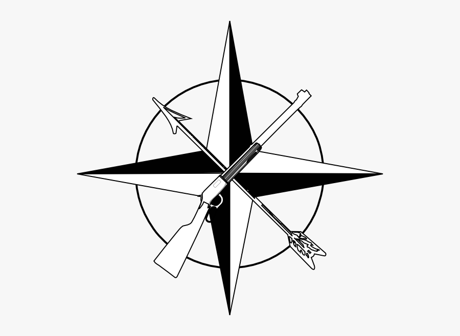 White Compass Rose Clip Art - Gambar Mawar Hitam Putih Simple, Transparent Clipart