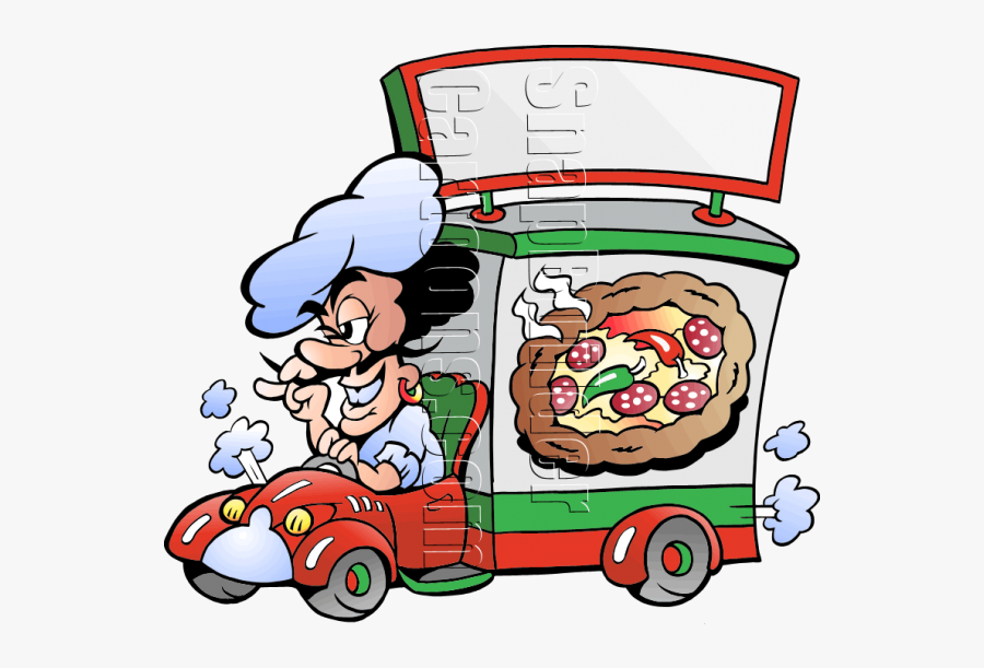 Pizza Chef Deliver Pizza - Clip Art Of A Pizza Truck, Transparent Clipart