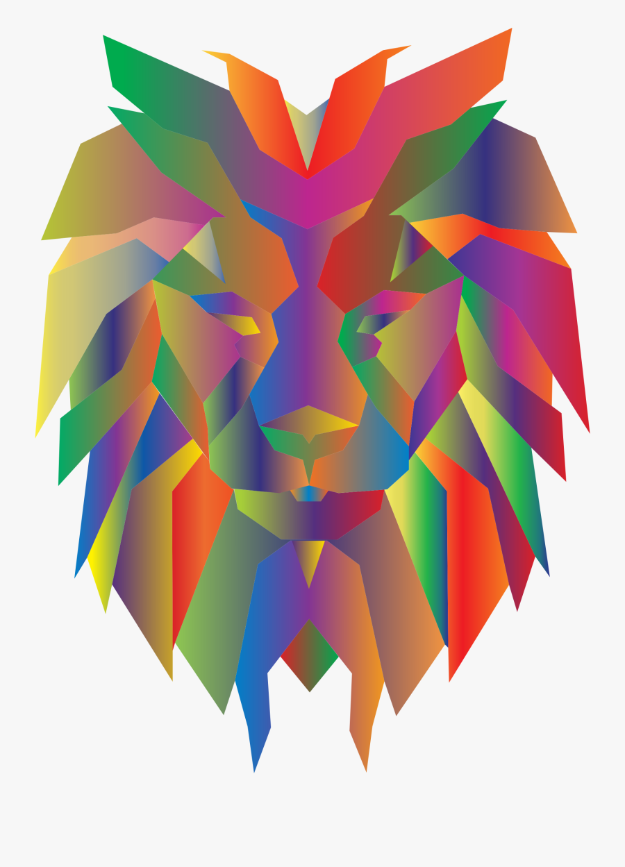 Prismatic Polygonal Lion Face Clip Arts - Lion Face Low Poly, Transparent Clipart