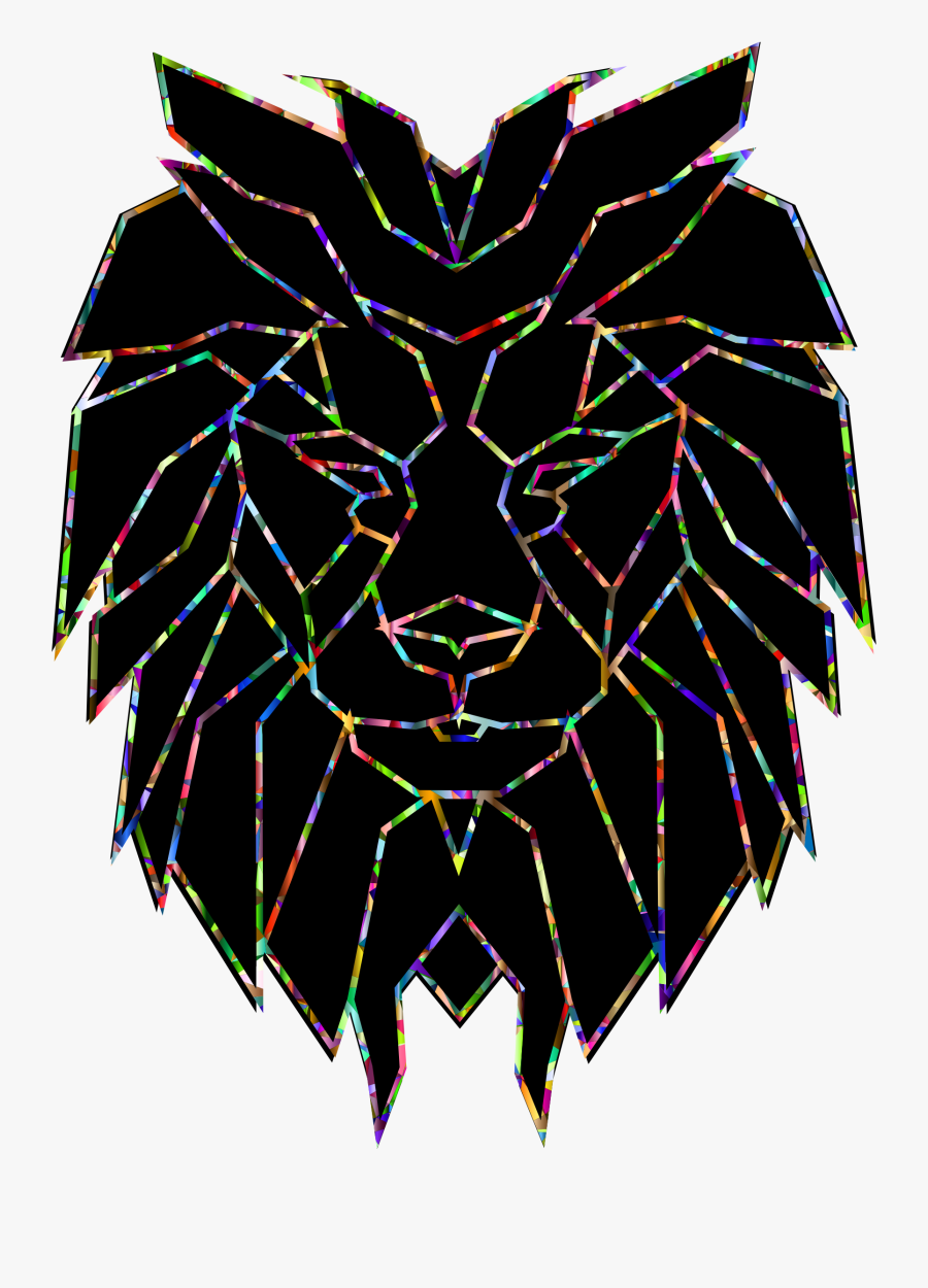 Chromatic Polygonal Lion Face Clip Arts - Polygon Lion, Transparent Clipart