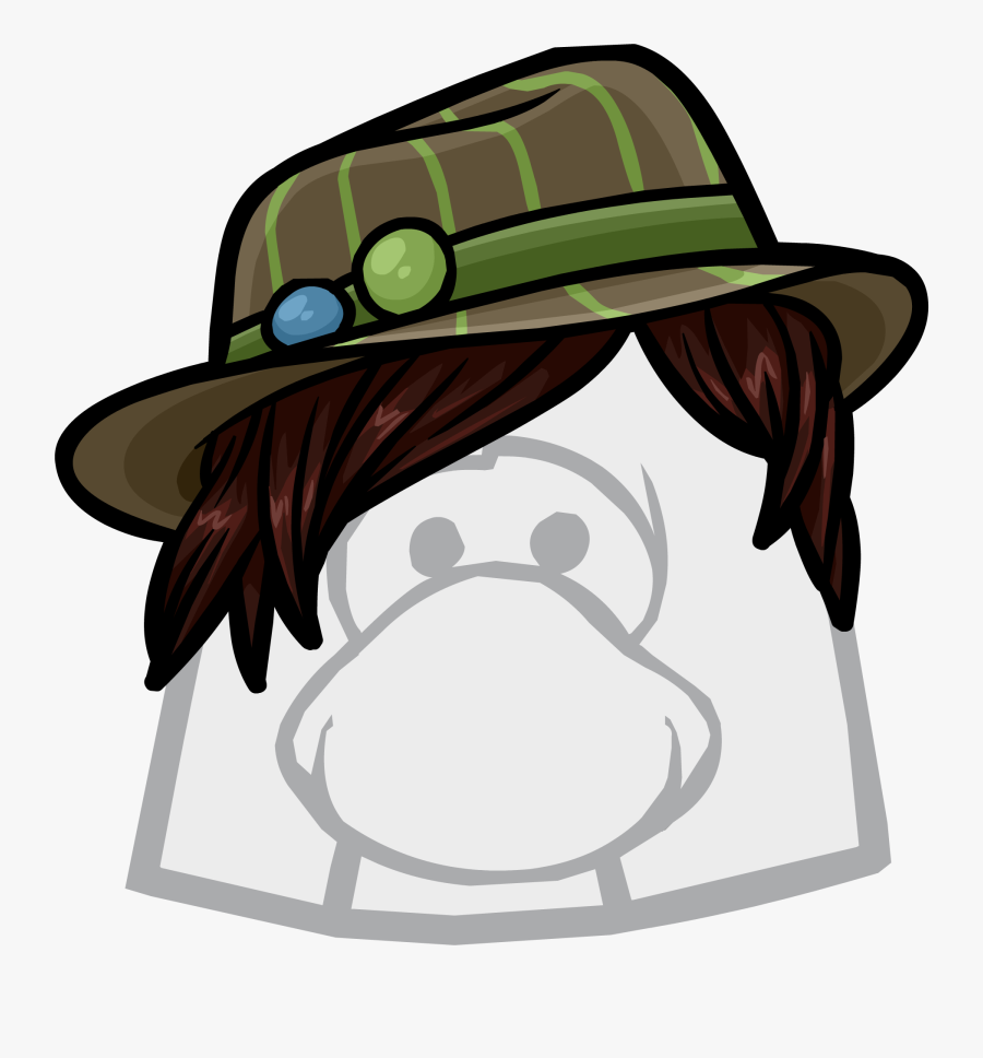 Brown Striped Fedora - Club Penguin Blonde Hair, Transparent Clipart