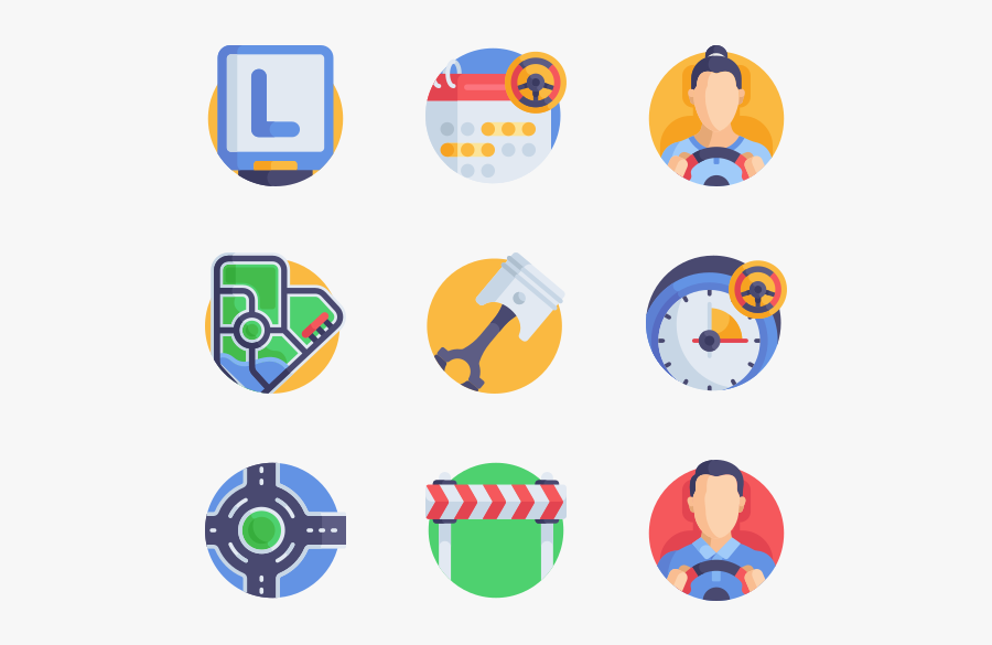 Driving School - Driving Flat Icon Png, Transparent Clipart