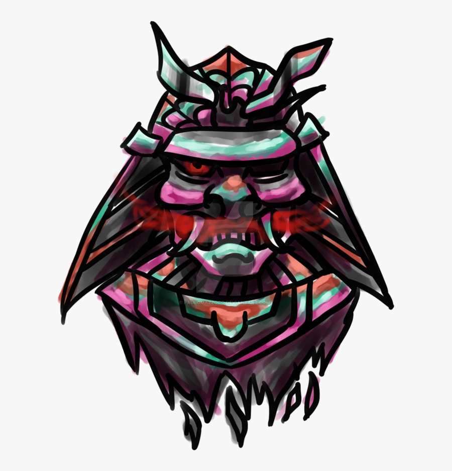 Drawing Samurai Mask Transparent Png Clipart Free Download - Illustration, Transparent Clipart