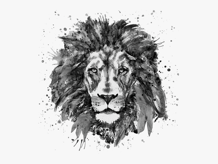 Lion Head Black And White, Transparent Clipart