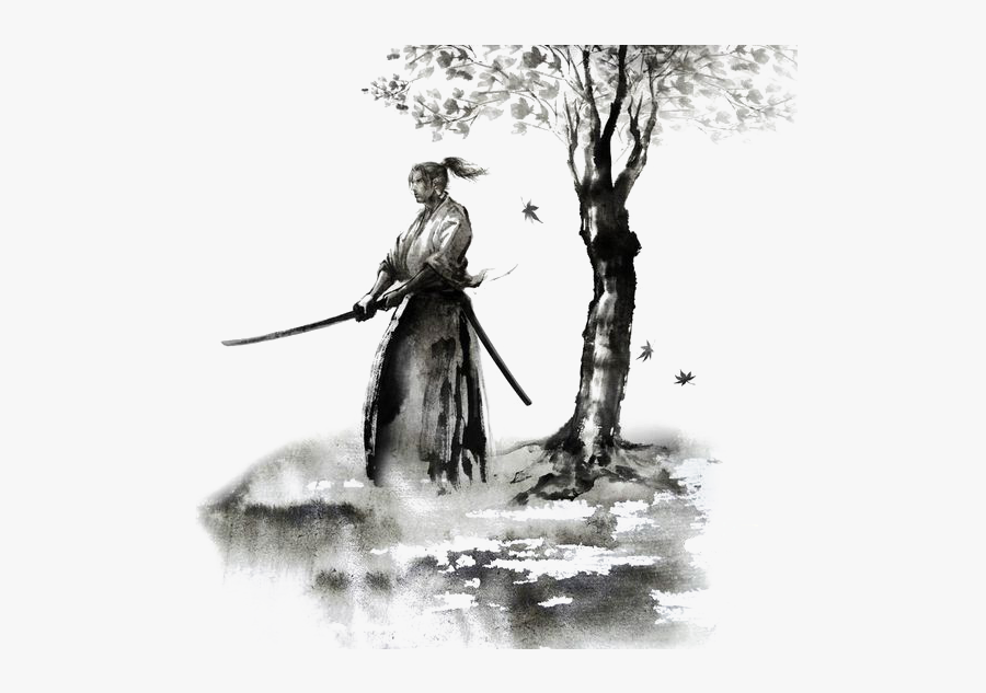 Tattoo Knight Samurai Sword Irezumi Drawing Clipart - Black And White Samurai Tattoo, Transparent Clipart
