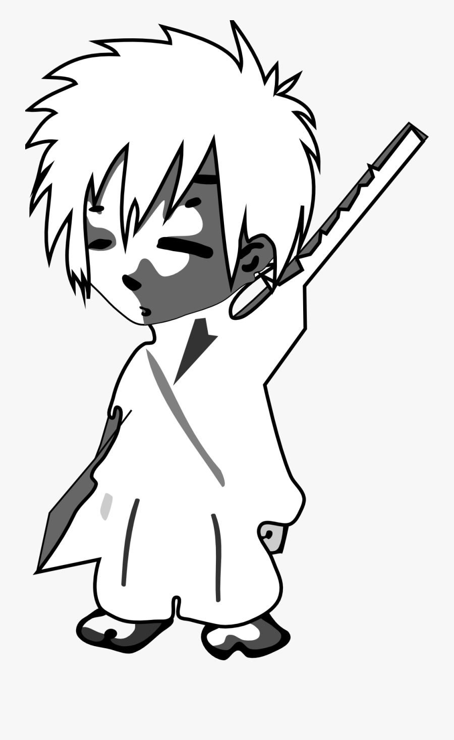 Dibujo Samurai Japan Black White Art Coloring Book - Samurai Cartoon Black And White, Transparent Clipart