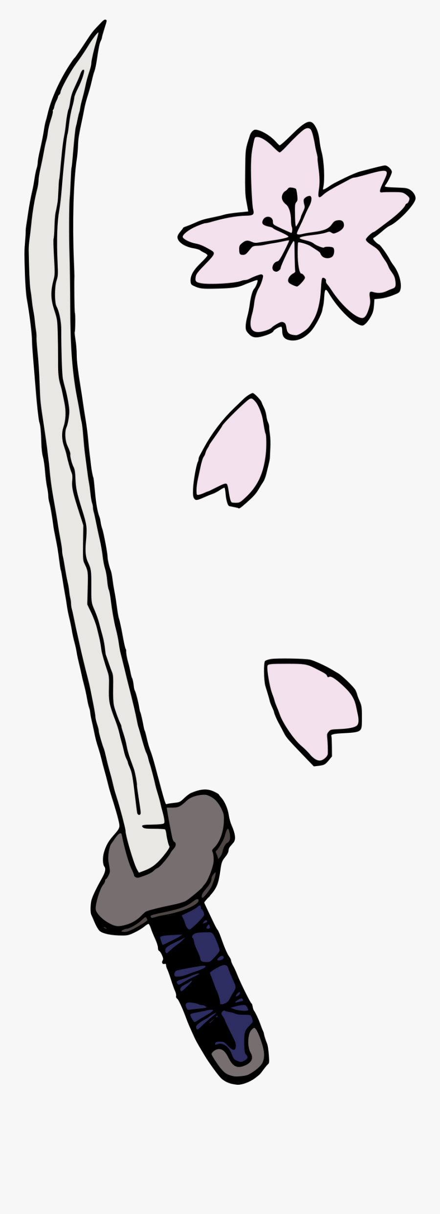 Sword And Sakura Big - Samurai Sword Clip Art, Transparent Clipart