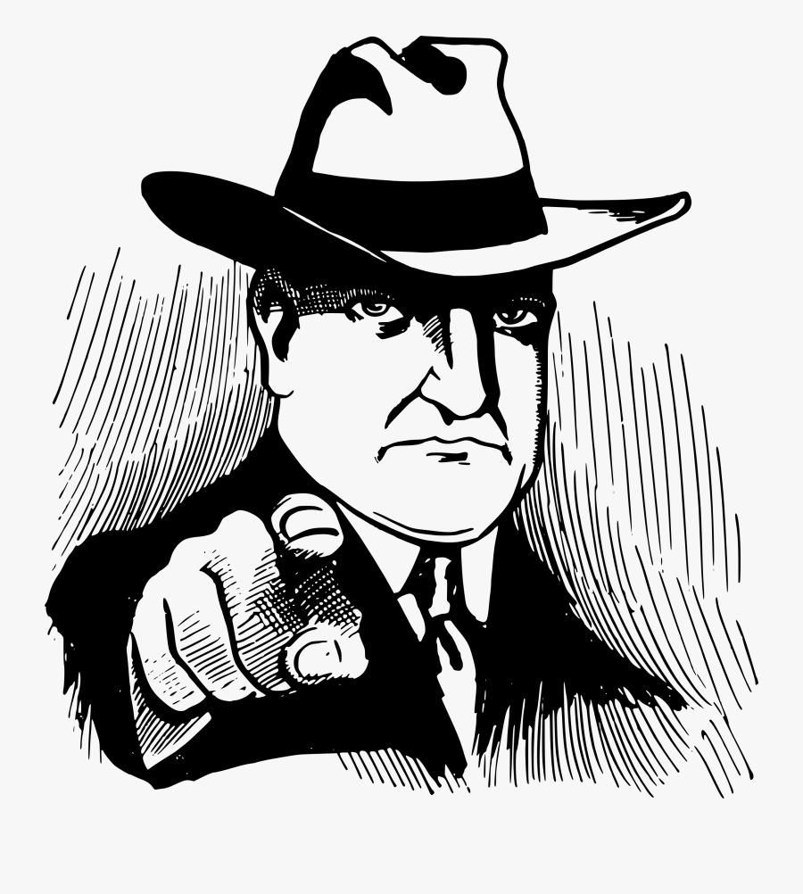 Fedora - Man Pointing Finger Clip Art, Transparent Clipart