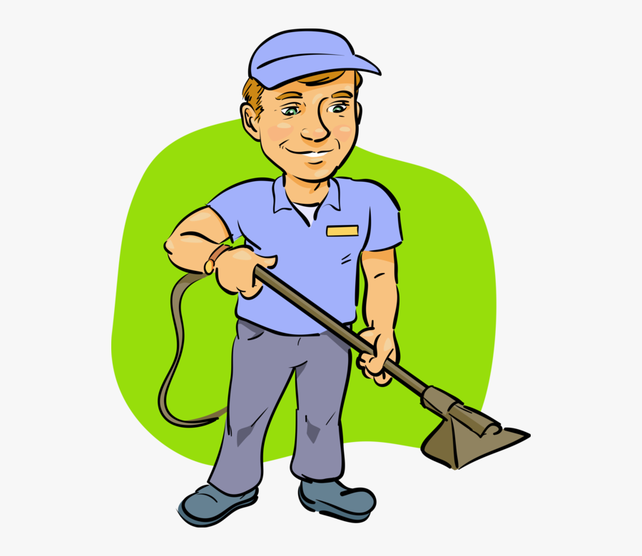 Vector Illustration Of Carpet Cleaner Uses Steam Cleaning - Janitor Clipart, Transparent Clipart