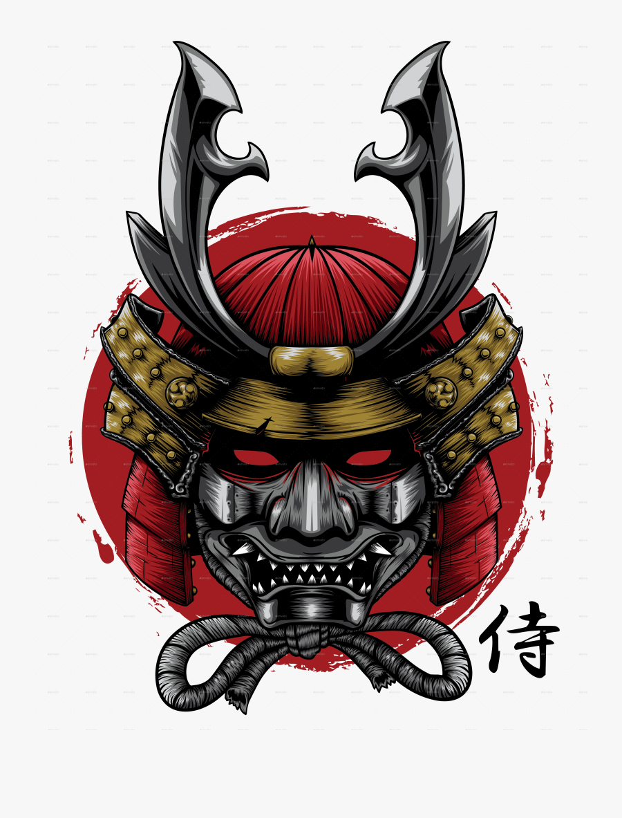 Clip Art Skeleton Samurai - Samurai Head, Transparent Clipart