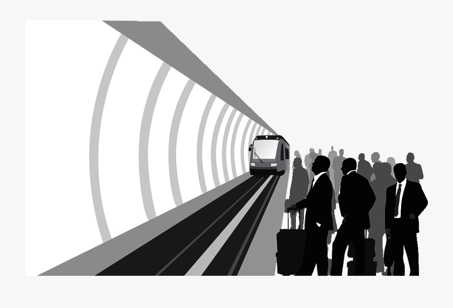 Train Rail Transport Rapid Transit Silhouette Illustration - Silhouette Train Station Clipart, Transparent Clipart