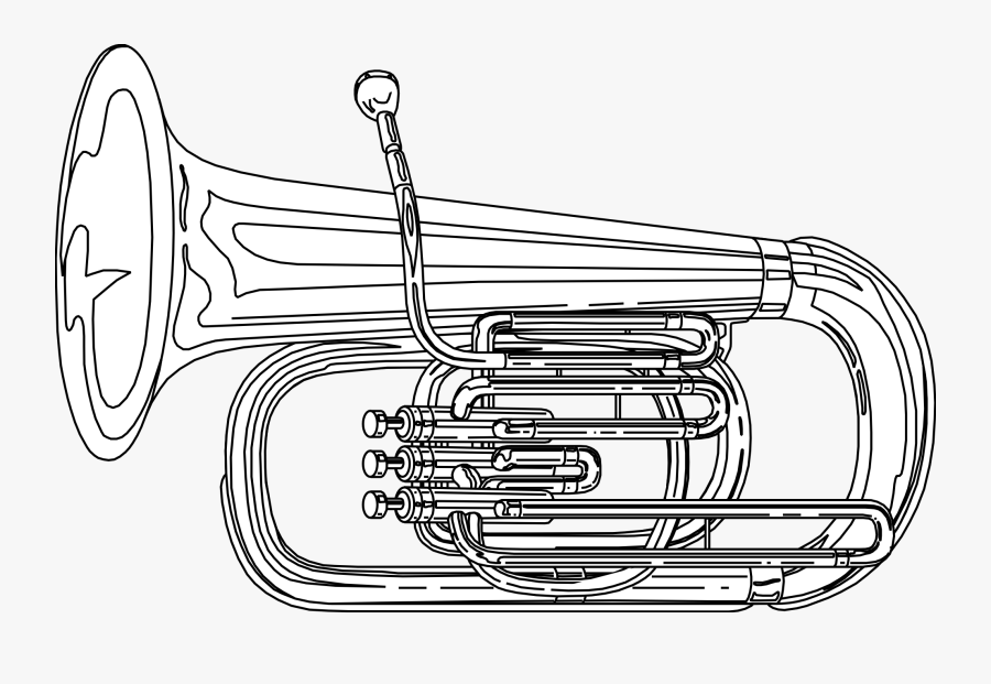 Tuba Instrument Black And White, Transparent Clipart