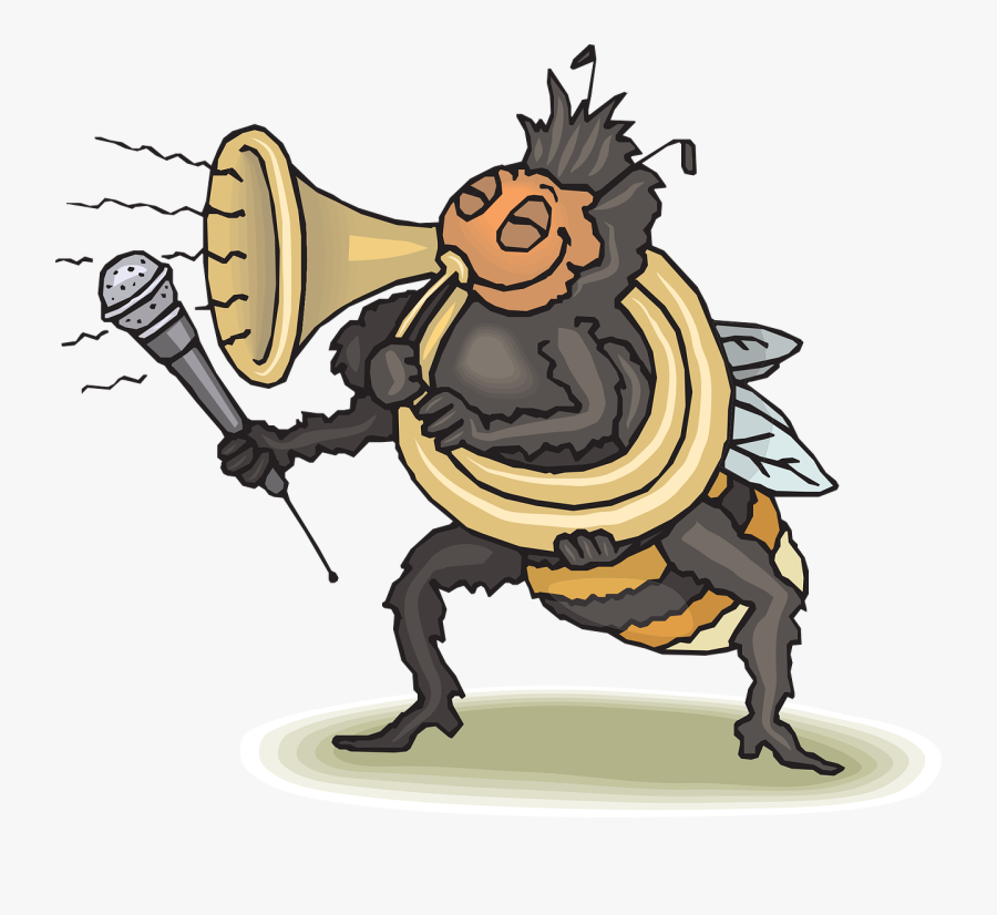 Transparent Tuba Png - Bee With A Horn, Transparent Clipart