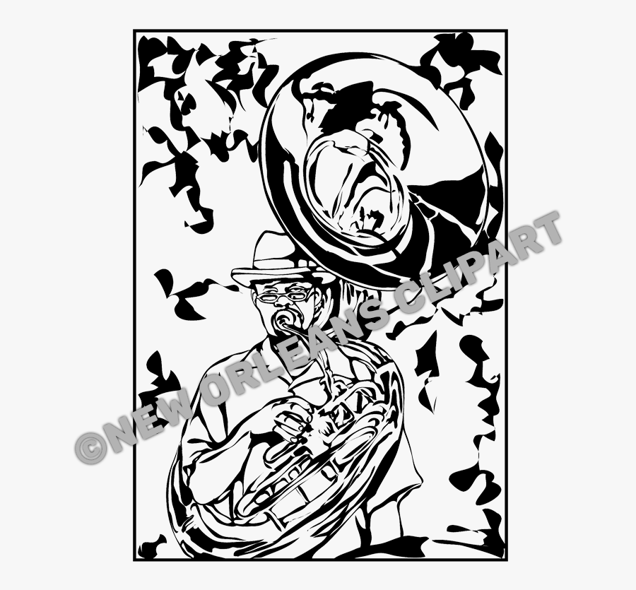 New Orleans Second Line Drawing, Transparent Clipart