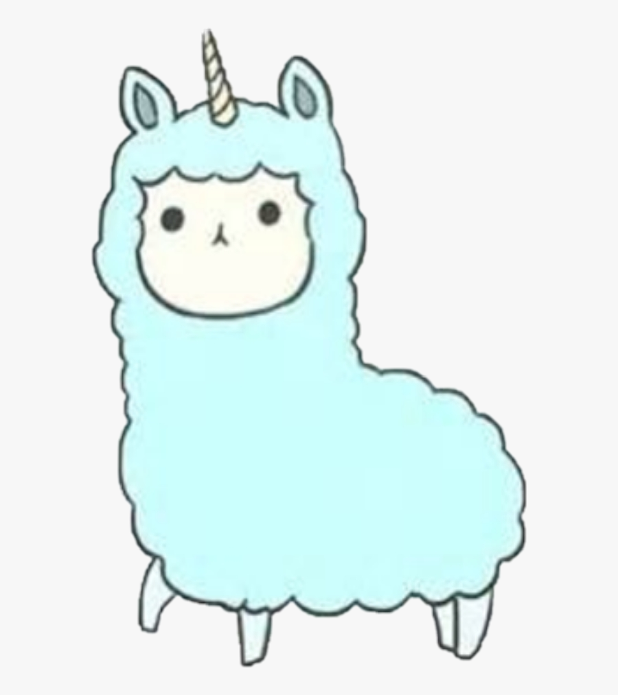 #cute #cutie #unicorn #sheep #aww #yay #omg #omfg #blue - Alpaka Kawaii, Transparent Clipart