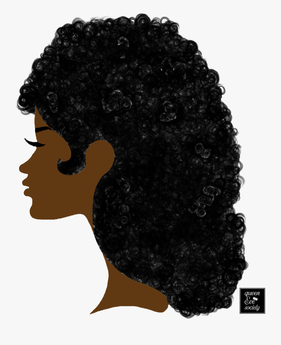 Queenevesociety Long Afro Hair Silhouette - Afro Curly Hair Transparent Png, Transparent Clipart