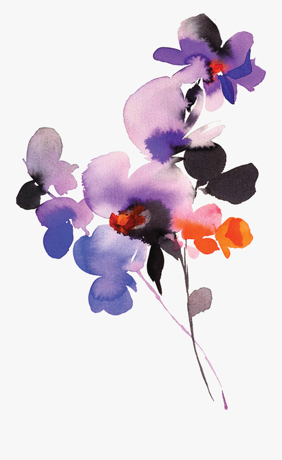 Transparent Purple Orchid Clipart - Watercolour Temporary Tattoo, Transparent Clipart