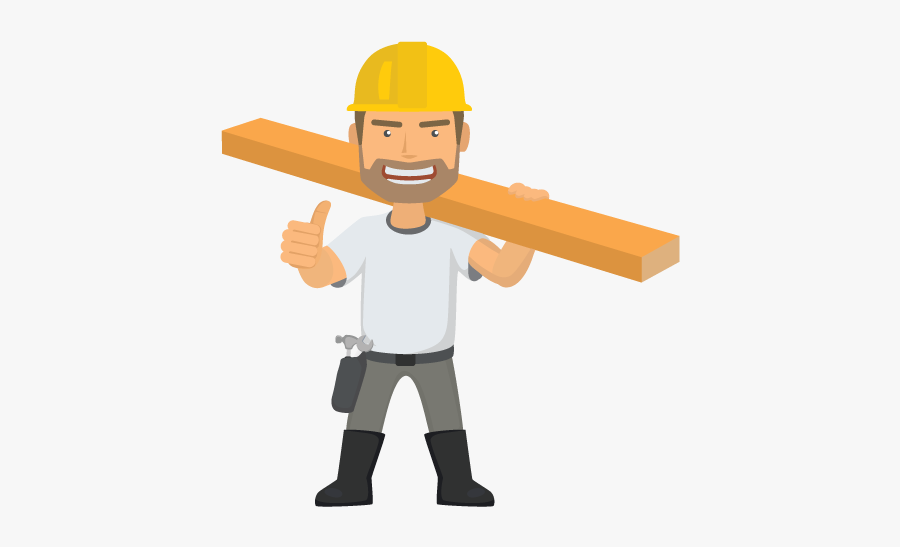 Typing Clipart Work Alone - Cartoon Construction Worker Transparent, Transparent Clipart