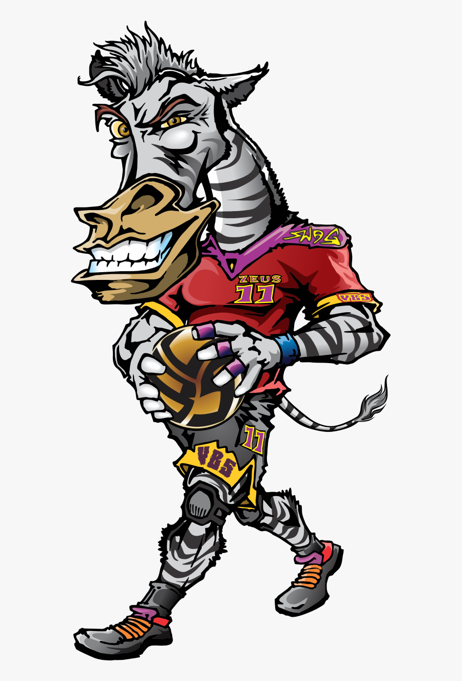 Zeus The Volleybragswag Zebra - Animals Logo In Volleyball, Transparent Clipart