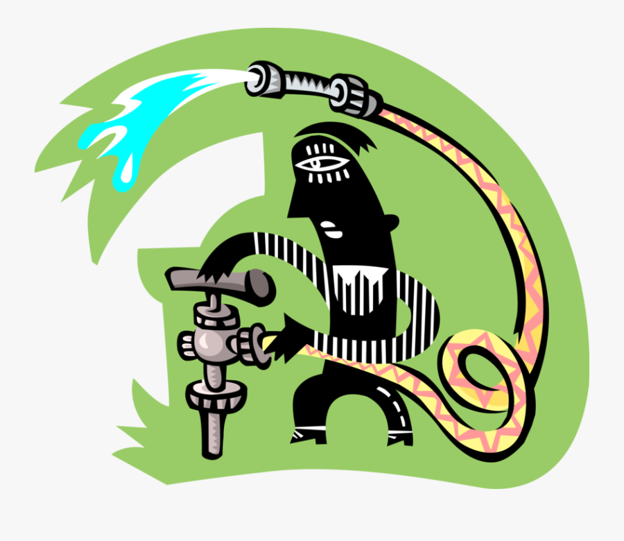 Worker Turns Valve On Water Pump - Illustration, Transparent Clipart