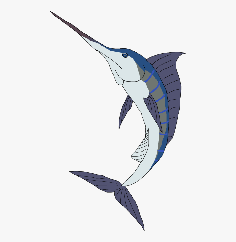 Clip Art Marlin Tattoo - Swordfish Easy Marlin Drawing, Transparent Clipart
