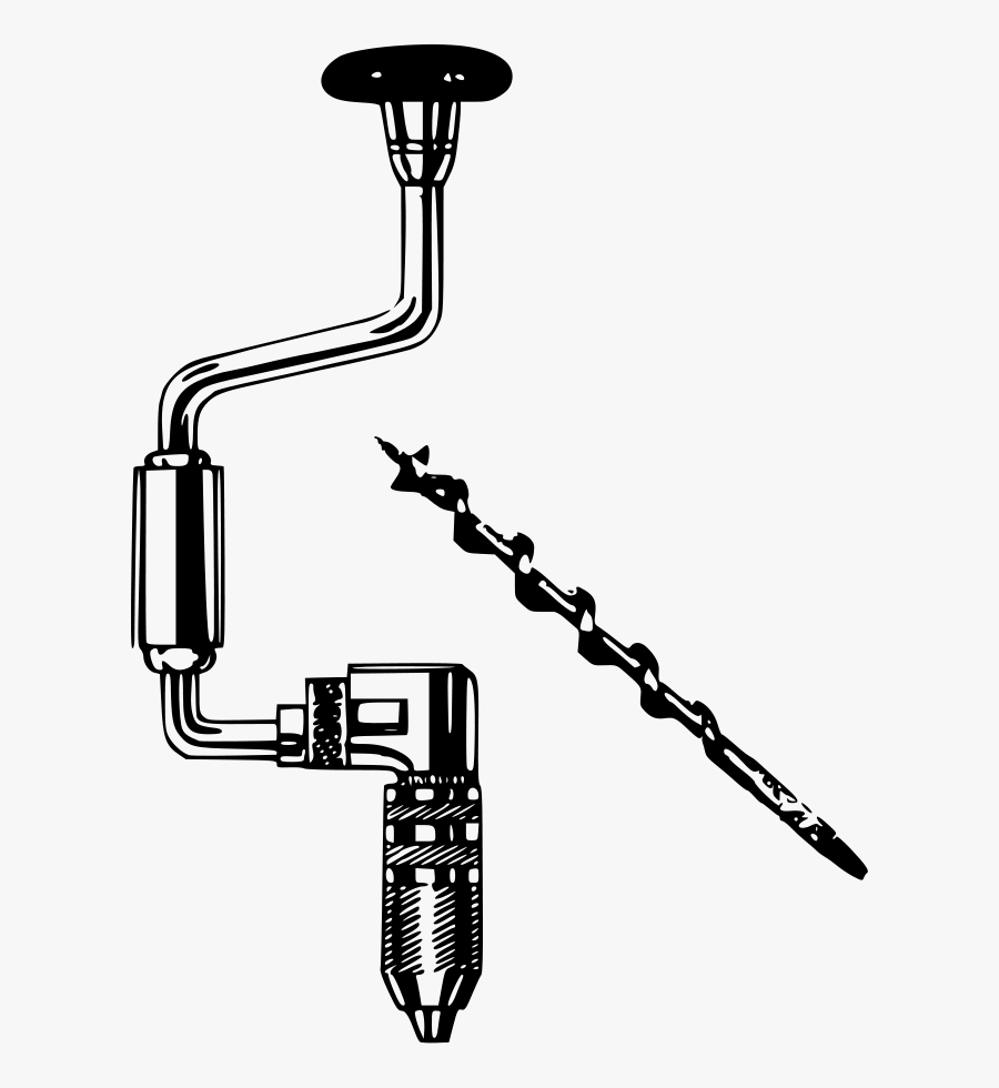 Drill Clipart Black And White - Drawing Of Hand Drill, Transparent Clipart