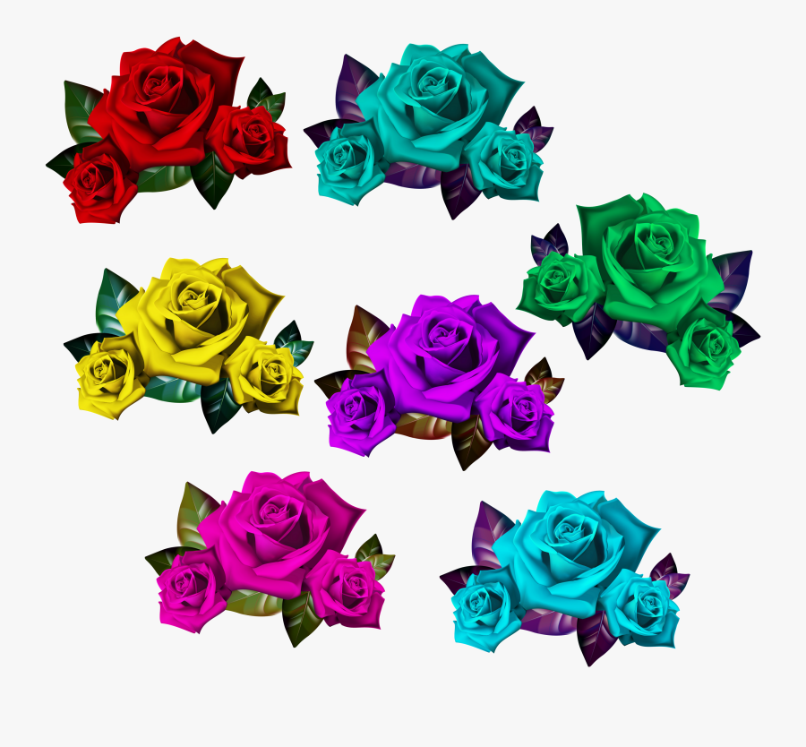 Colorful Romeo Juliet Bouquet Of Roses Frame Clipart - Rose, Transparent Clipart