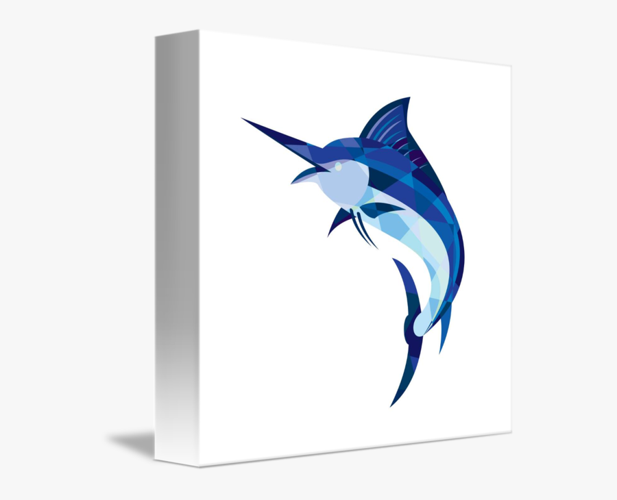 Clip Art Blue Fish Low Polygon - Swordfish, Transparent Clipart