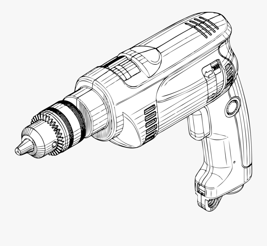 Line Art,angle,weapon - Hand Drill Machine Drawing, Transparent Clipart