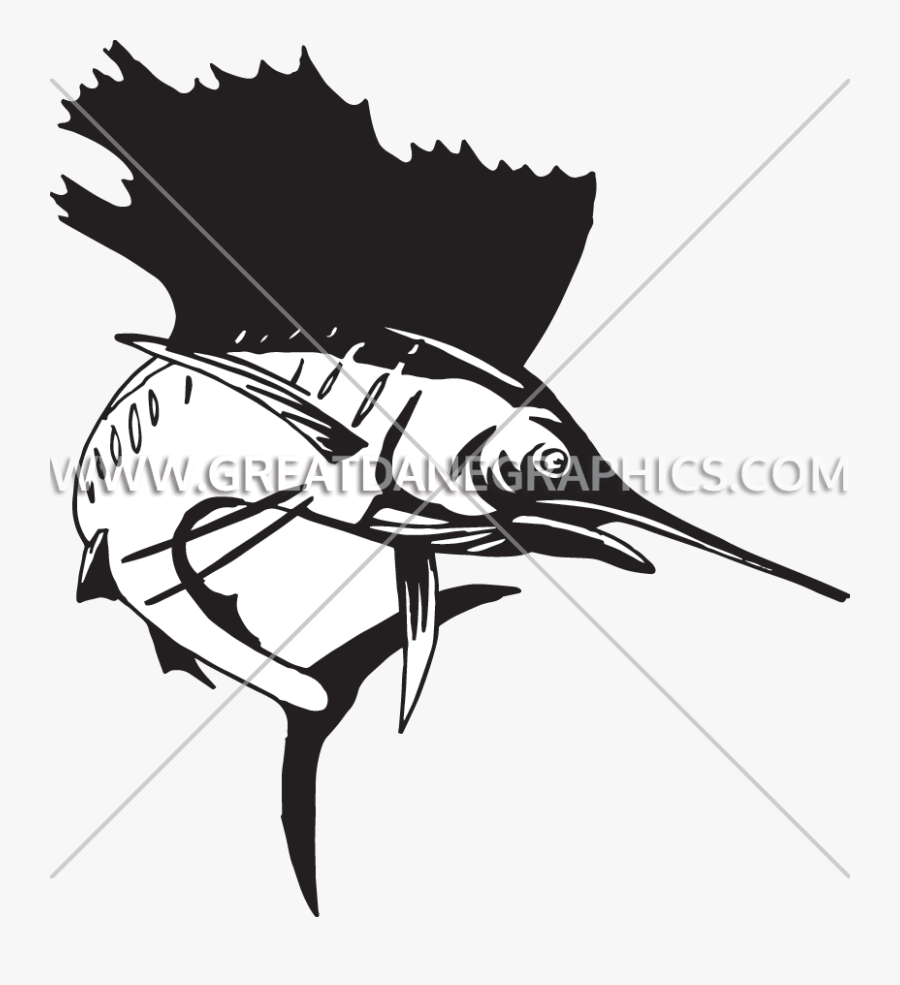 Png Black And White Library Marlin Clipart Sketch - Illustration, Transparent Clipart