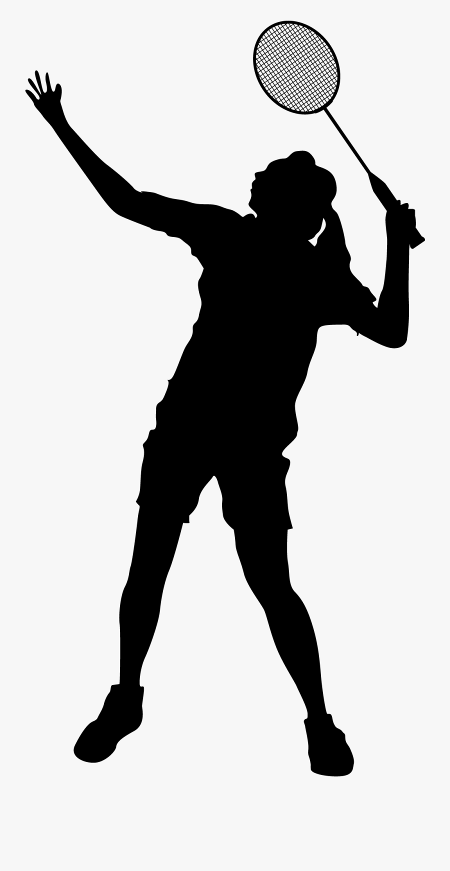 Badminton Download Clip Art - Female Badminton Player Silhouette, Transparent Clipart
