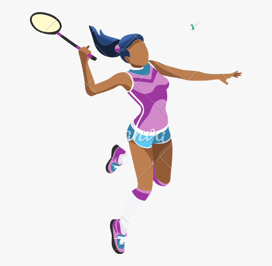 Vector Freeuse Download Girl Icons By Canva - Girl Playing Badminton Clipart, Transparent Clipart