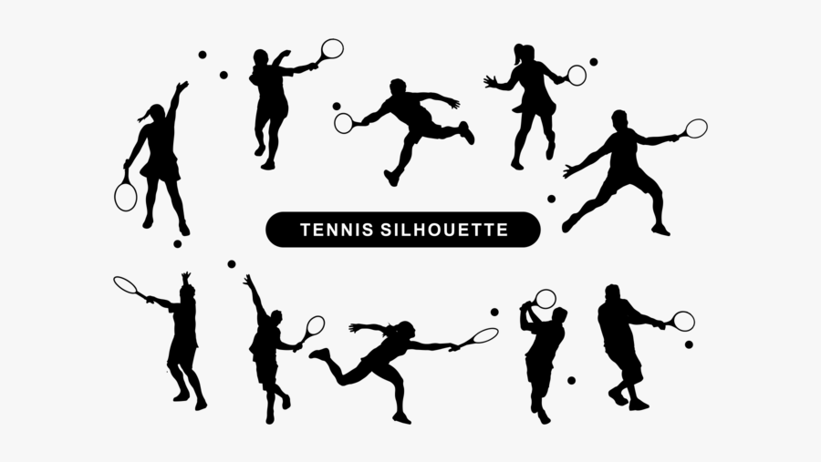 Tennis Players Silhouette Vector - Tennis Player Serving Png, Transparent Clipart