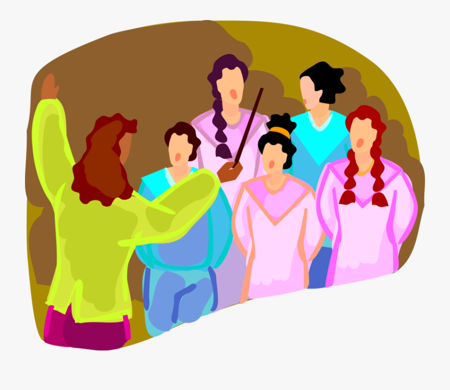 Vector Illustration Of Choir Conductor Conducting Singers - Choir Clip Art, Transparent Clipart