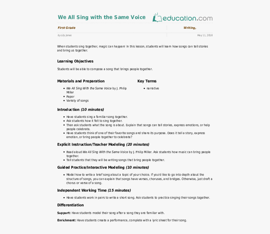 Chorus Clipart Voice Lessons - Lesson Plan On Animals For Kindergarten, Transparent Clipart