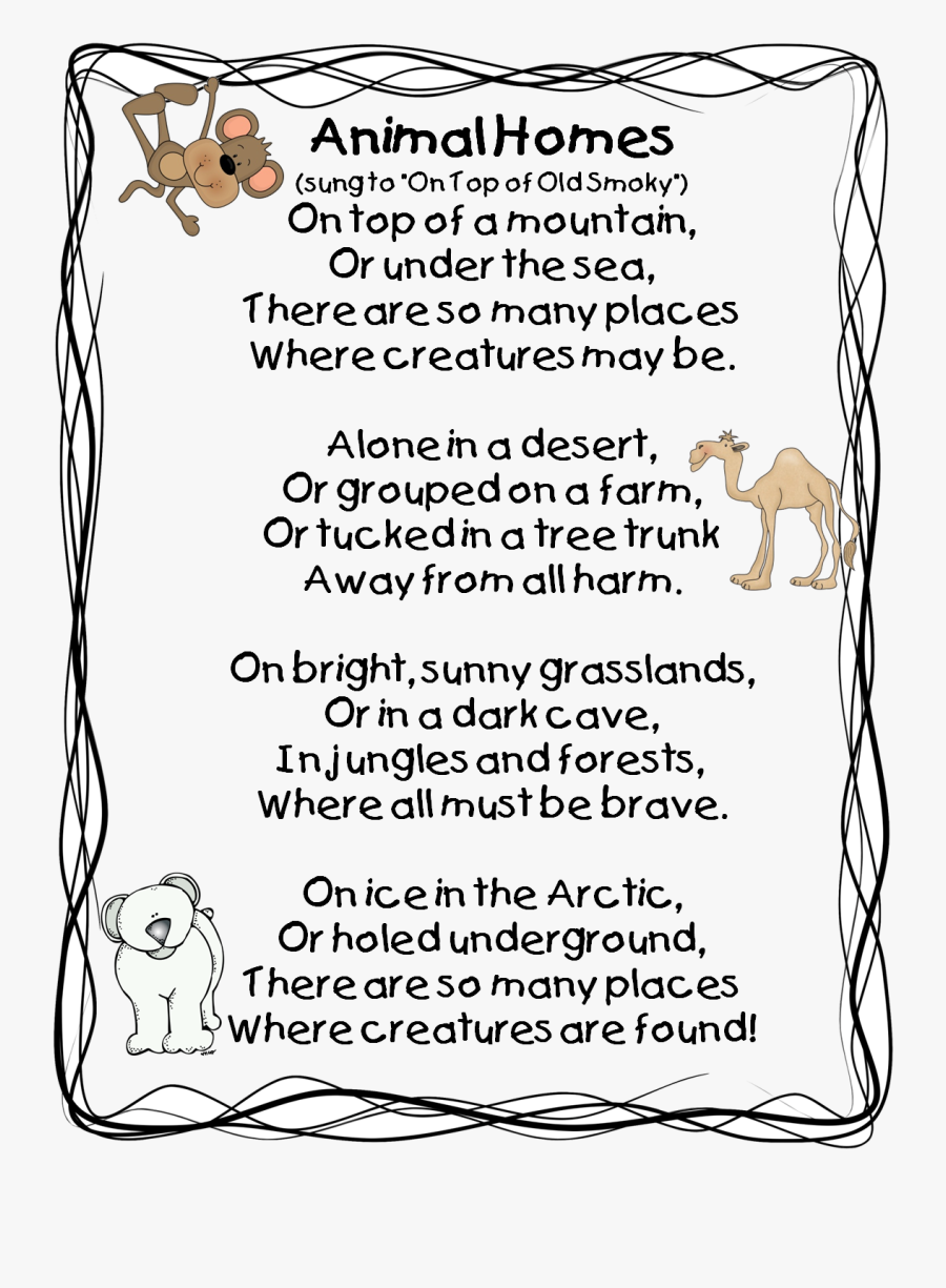 Poem On Animals For Class 1, Transparent Clipart